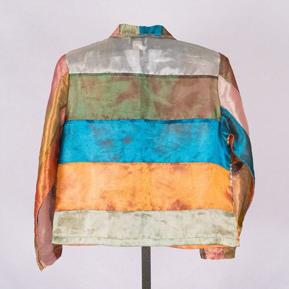 Sandy Starkman Mixed Media Floral Patchwork Art to Wear Jacket Women's SZ MEDIUM - Picture 10 of 11